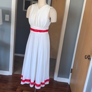 Suzi Chin for Maggy Boutique White Maxi Dress with Red Accents